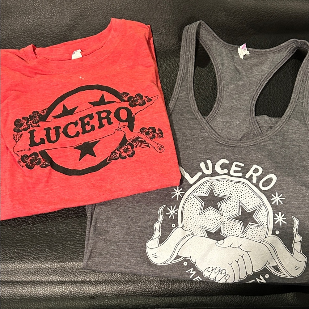 Women's Lucero concert Graphic Tees - Red and Gray